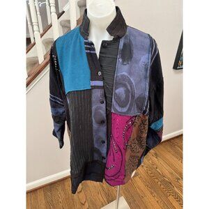 NWT M Square by Neetu Malik Point Jacket Multi Patchwork Embellished Size L/XL